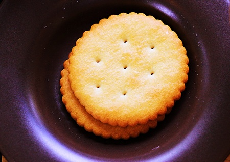 Biscuit on black plate