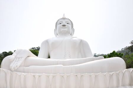 Huge white Buddha imageの写真素材