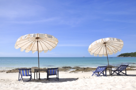 Beach chair and umbrellaの写真素材