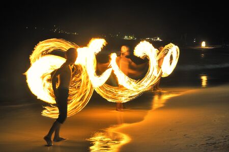 Night Performance Orange Flamesの写真素材