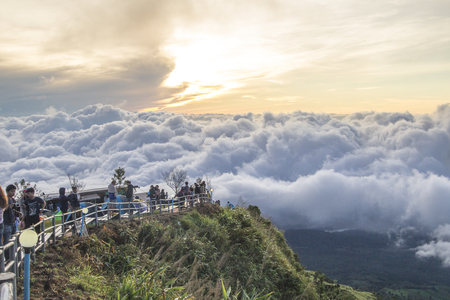 Tourism to see beautiful foggy in the morningのeditorial素材