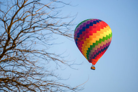 Sightseeing with balloon in Vang Vieng, Laosの写真素材