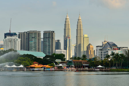 Kuala Lumpur, Malaysia skyline at Titiwangsa Park.のeditorial素材