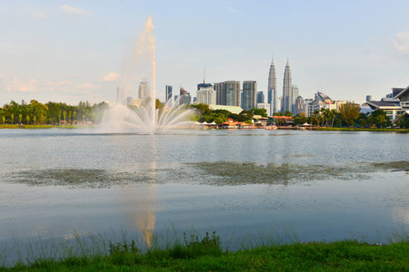 Kuala Lumpur, Malaysia skyline at Titiwangsa Park.のeditorial素材