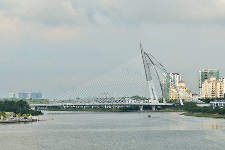 Seri Wawasan Bridge at Putrajaya, Malaysiaのeditorial素材