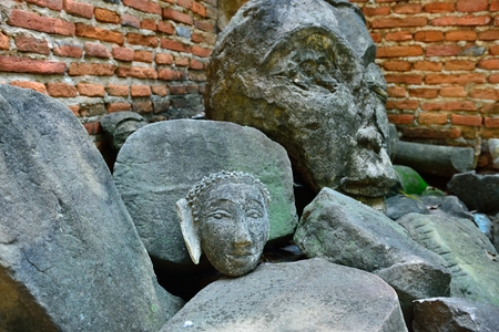 Old buddha statue in Thailandの写真素材