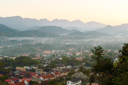 Luang Prabang city view in Laos at sunsetの写真素材