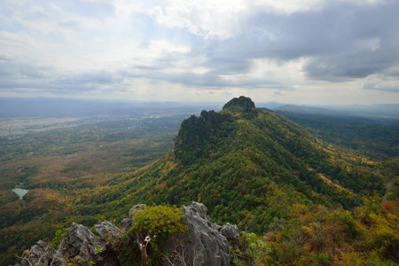 Temple on the mountain, Lampang, Thailandの写真素材