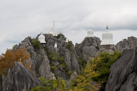 Temple on the mountain, Lampang, Thailandの写真素材