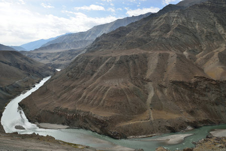 Zanskar and Indus river, Leh, Indiaの写真素材