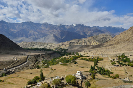 Mountain View in Lamayuru, Leh, Indiaの写真素材