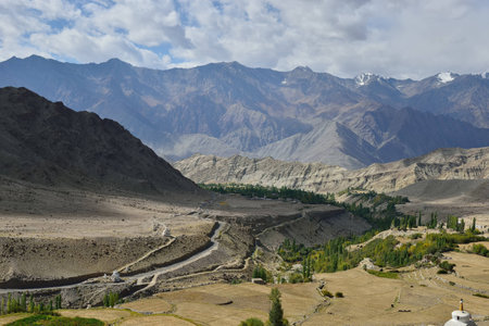 Mountain View in Lamayuru, Leh, Indiaの写真素材