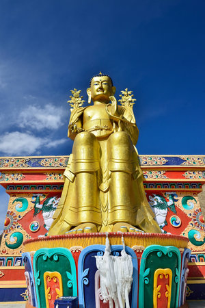Buddha statue at Likir Monastery, Indiaの写真素材