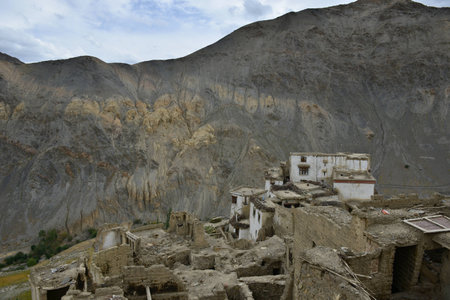 Mountain View in Lamayuru, Leh, Indiaの写真素材
