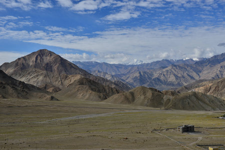 Mountain view with sky in Leh Ladakh, Indiaの写真素材