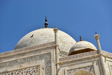 Taj Mahal with blue sky in Agra, Indiaの写真素材