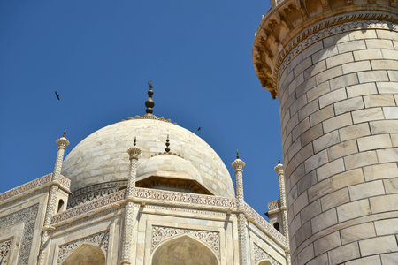 Taj Mahal with blue sky in Agra, Indiaの写真素材