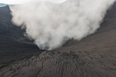Crater of Bromo volcano in Bromo Tengger Semeru National Park, East Java, Indonesiaの写真素材