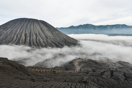 This photo was shot from Bromo volcano in Bromo Tengger Semeru National Park, East Java, Indonesiaの写真素材