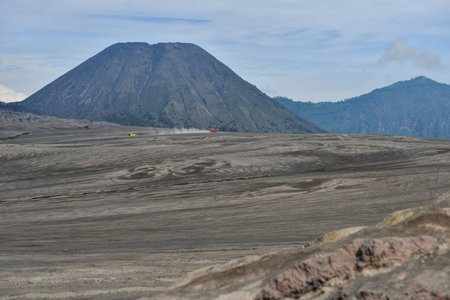 Mountain landscape with Volcanic ash. This photo was shot from Bromo Tengger Semeru National Park, East Java, Indonesiaの写真素材