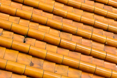 Bamboo roof. This roof are in Chinese temple in Malaysia.の写真素材
