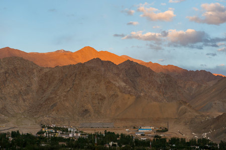 Mountain landscape during sunset in Leh Ladakh, India
