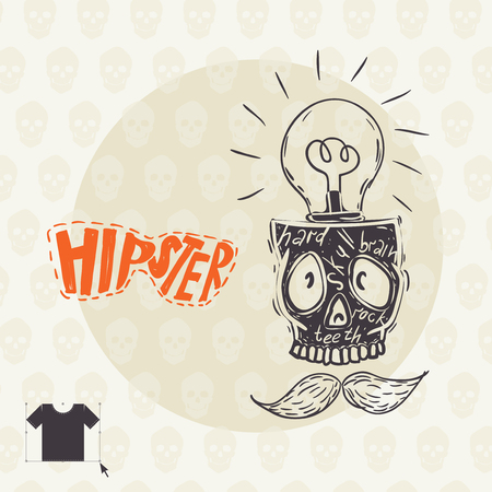 Hipster Skull Backgroundのイラスト素材