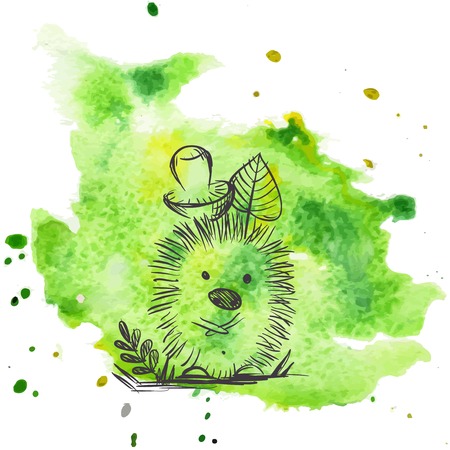 Cartoon Hedgehog With Mushroomのイラスト素材