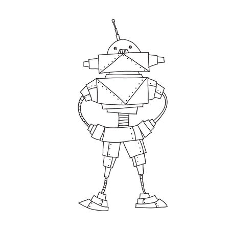 Retro Cartoon Robotのイラスト素材