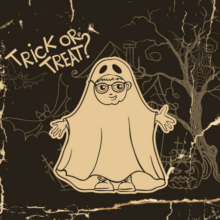Little Ghost And Pumpkin, Halloween Backgroundのイラスト素材