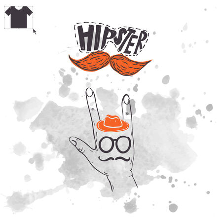 Vintage Hand With Hipster Mustacheのイラスト素材