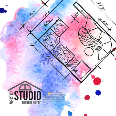 Interior Drawing Kithen Planのイラスト素材