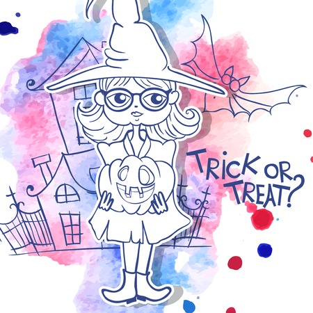 Witch Girl With Pumpkinsのイラスト素材