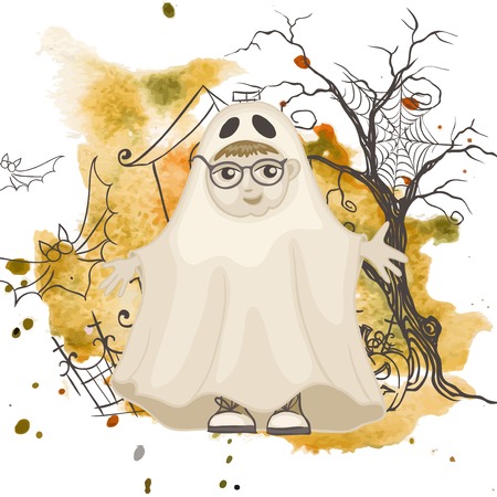 Little Ghost, Halloween Backgroundのイラスト素材