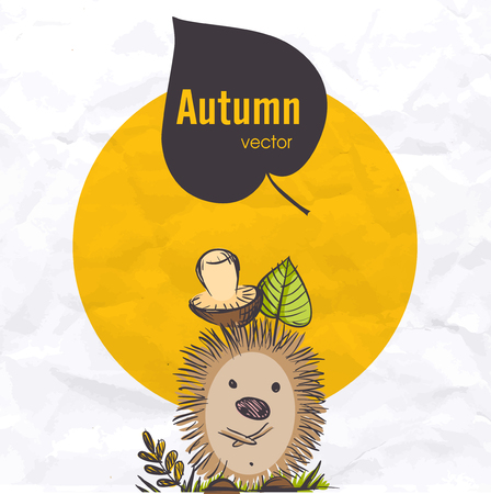 Cartoon Hedgehog With Mushroomのイラスト素材