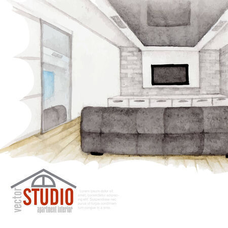 Modern Watercolor Interior Designのイラスト素材