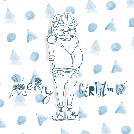 Merry Christmas Background With Santaのイラスト素材