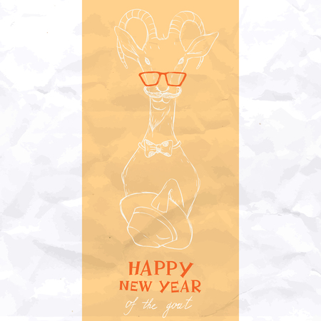 Hand Drawn Portrait of Hipster Goatのイラスト素材