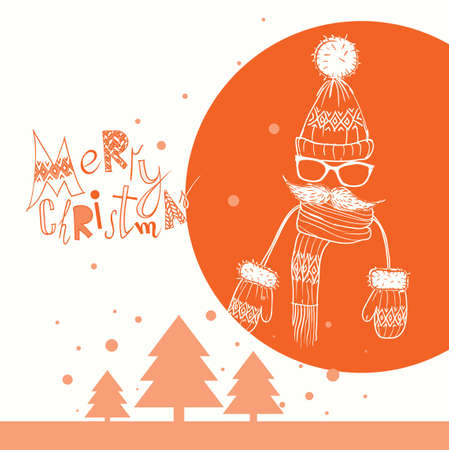 Christmas Background on Hipsters Styleのイラスト素材