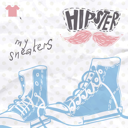 Hand Drawn Pair Of Sneakersのイラスト素材