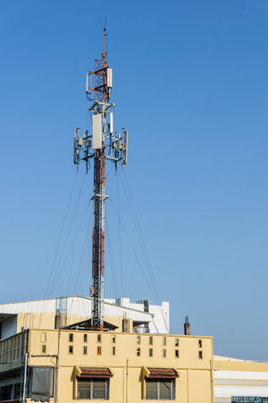 antenna on the roof with blue sky