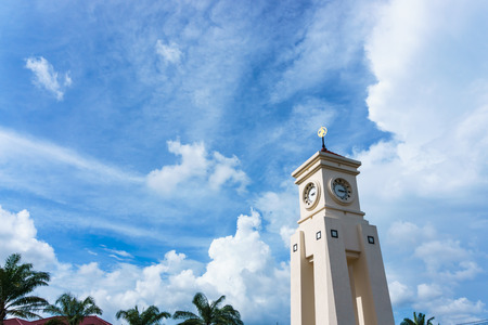 clock tower with big cloud in the skiesの写真素材