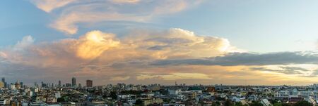 Clouds with sunlight on Bangkok landscape before sunset, Bangkok Thailand landscape in evening