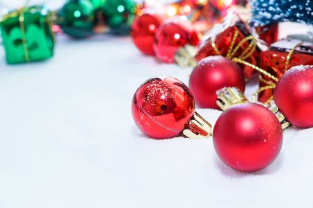 Christmas background with decorations in closeup, Christmas Celebration Backgroundの写真素材