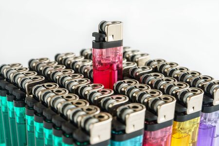 Header Lighter made from metal in closeup with white background