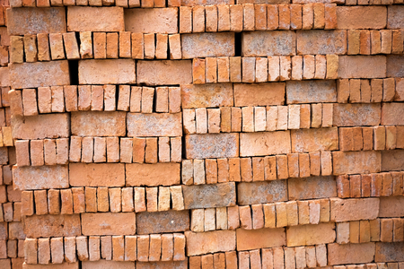 Orange bricks align wall for Construction