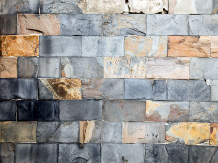 Background - Stacked Stone Wall with textureの写真素材