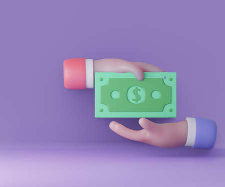 3D money transfer concept with hands and money illustration. 3D rendering and illustration.の写真素材