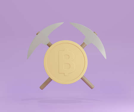 Gold dollar coins on purple background. 3D illustration rendering.