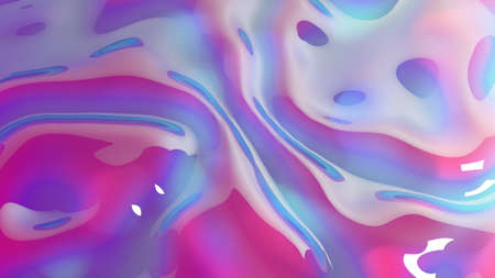 Abstract ripple water glass pink purple and blue colors with reflection background. image for presentation. 3d rendering illustration.の写真素材
